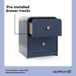 Santos midnight blue nightstand pre-installed drawer tracks callout