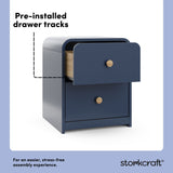 Santos midnight blue nightstand pre-installed drawer tracks callout