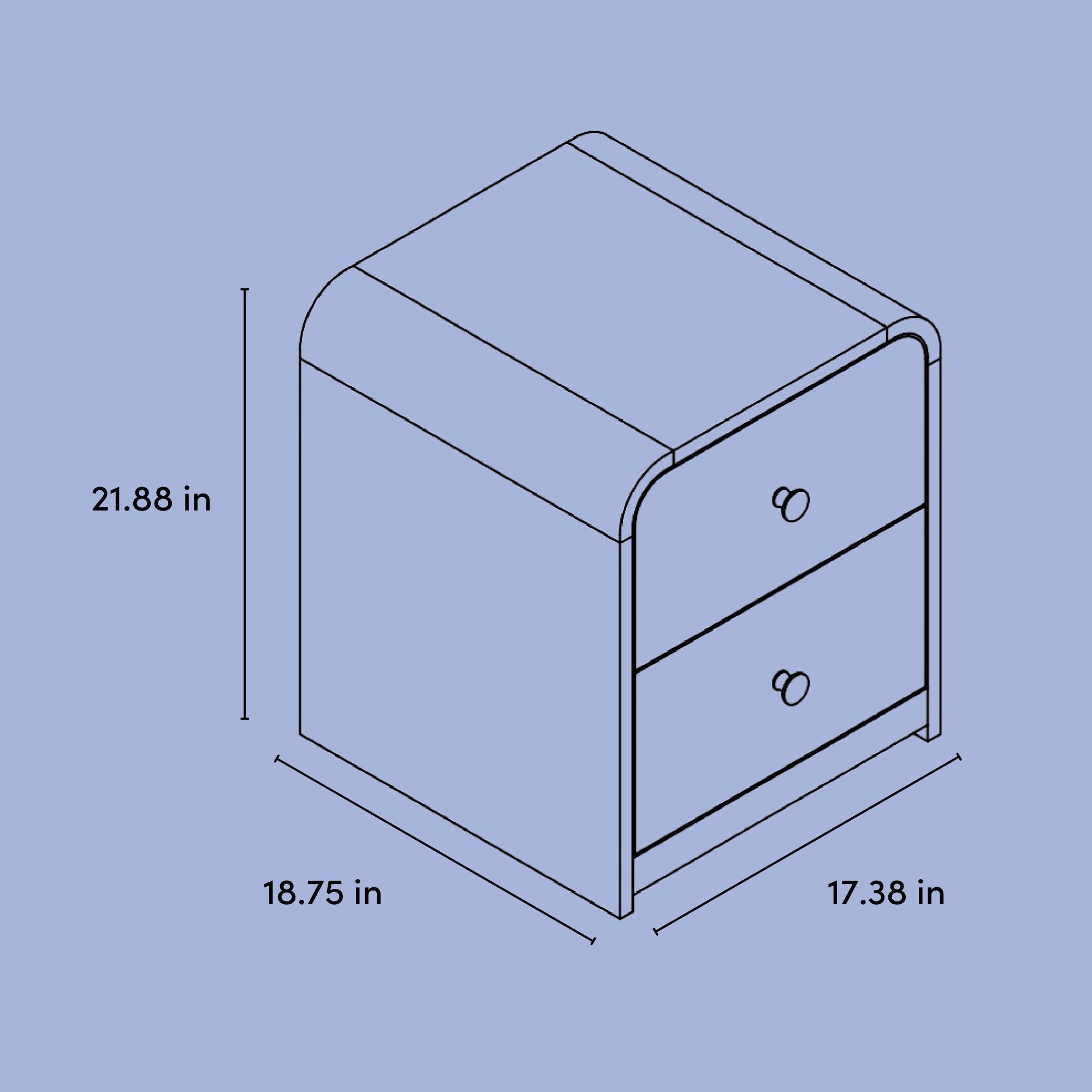 Santos nightstand drawing with dimensions