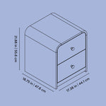 Santos 2 drawer nightstand line drawing with dimensions
