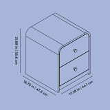 Santos 2 drawer nightstand line drawing with dimensions