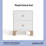 California white with driftwood 2 drawer nightstand style callout