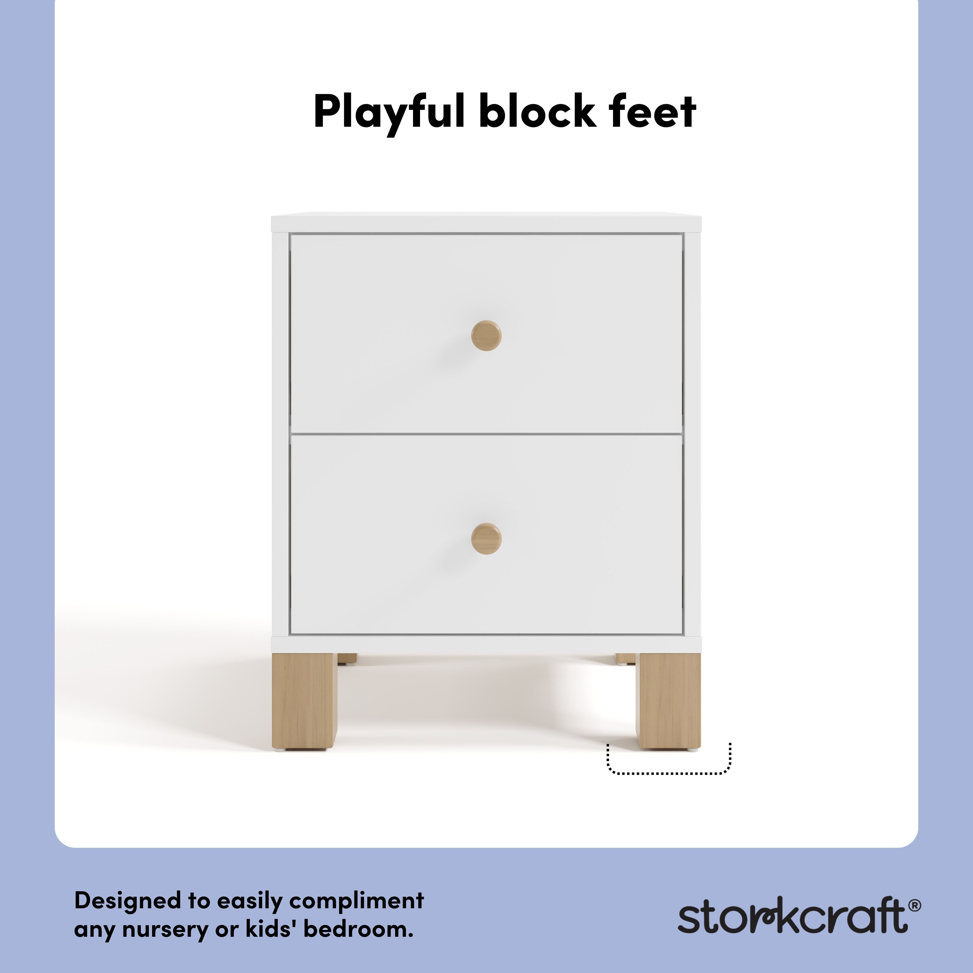 California white with driftwood 2 drawer nightstand style callout