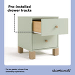 California sage with driftwood 2 drawer nightstand pre-installed drawer tracks callout