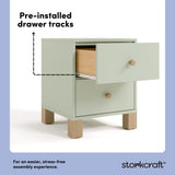 California sage with driftwood 2 drawer nightstand pre-installed drawer tracks callout
