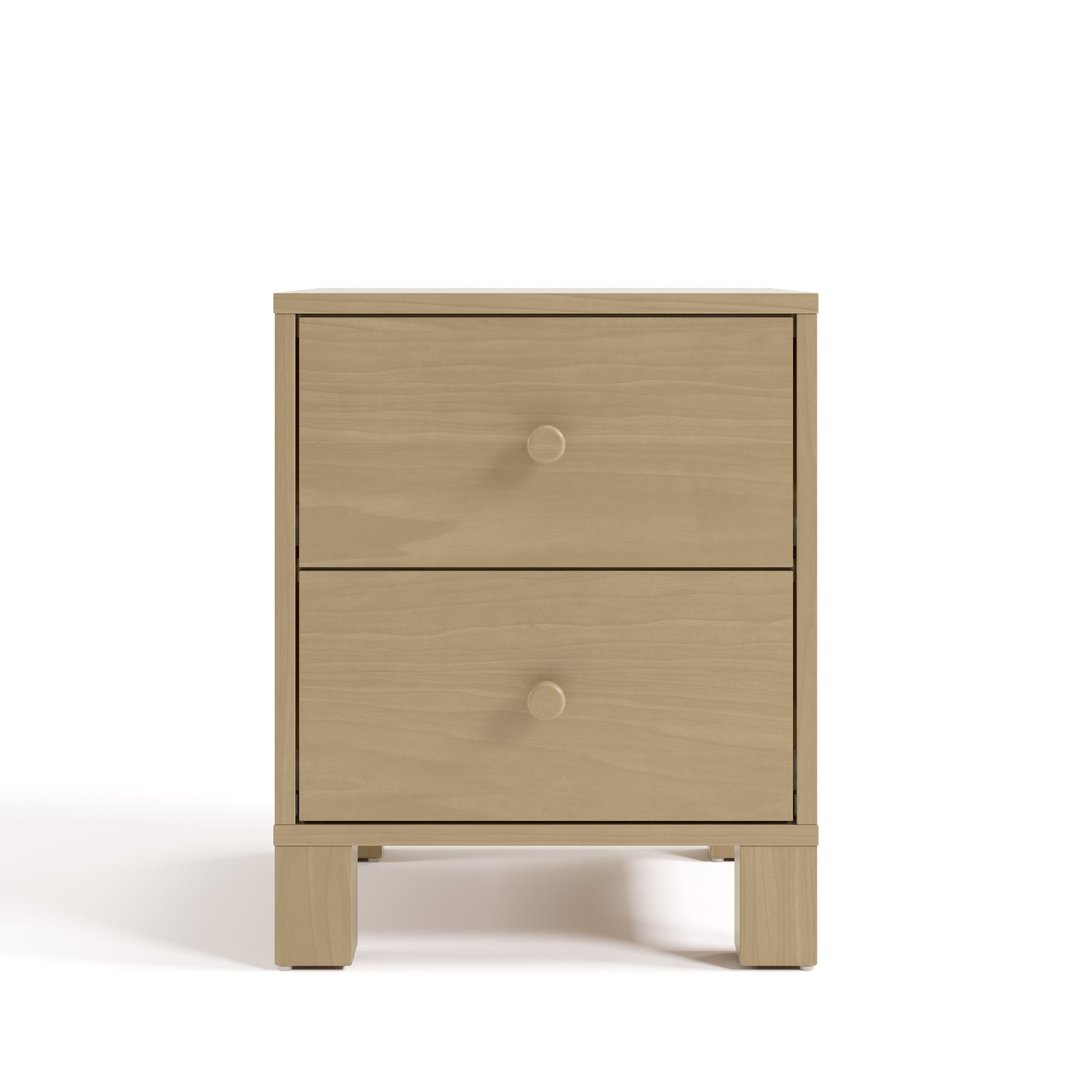 California driftwood 2 drawer nightstand front view