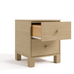 California driftwood 2 drawer nightstand with top drawer open