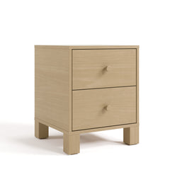 California driftwood 2 drawer nightstand angle view