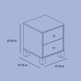 California 2 drawer nightstand drawing with dimensions