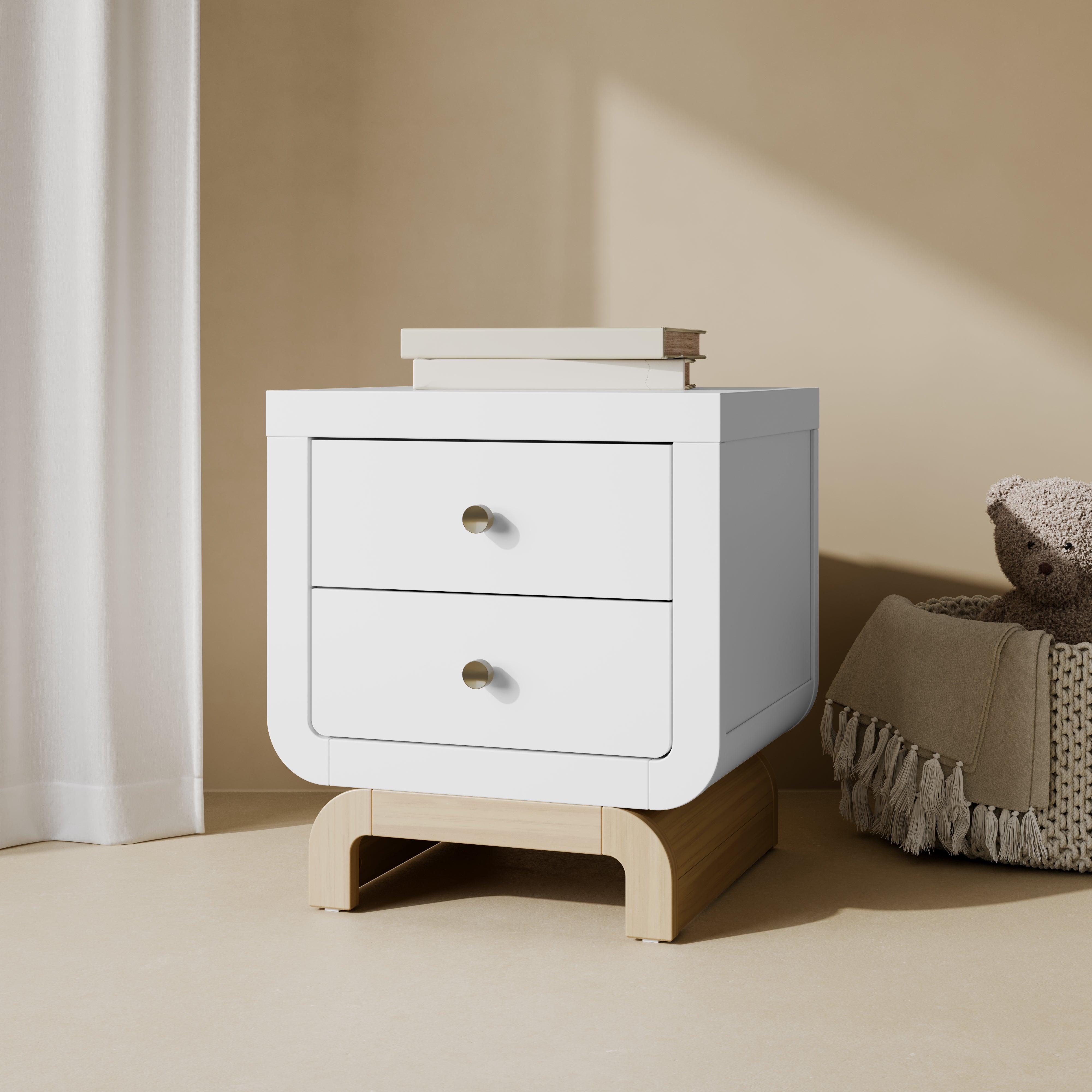 Santorini white with driftwood 2 drawer nightstand in kids room