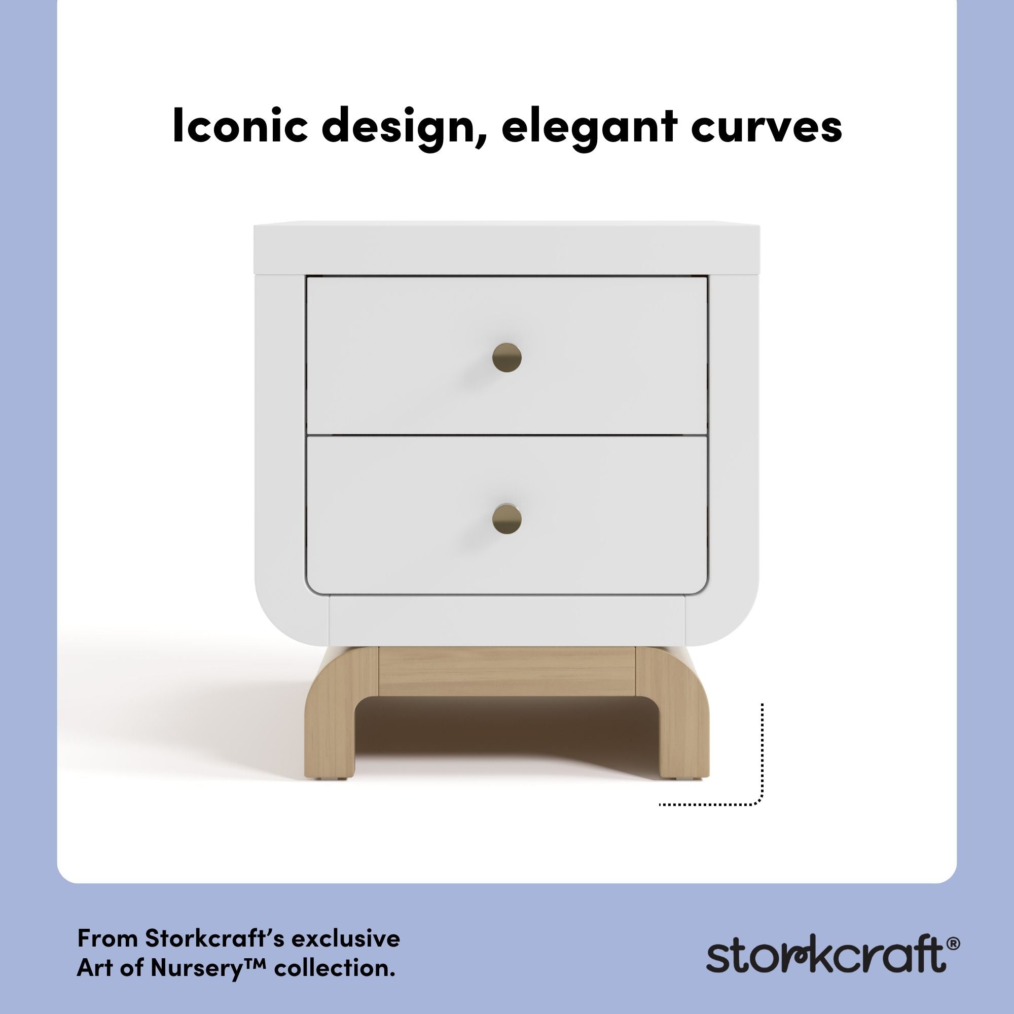 Santorini white with driftwood 2 drawer nightstand design callout