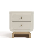 Santorini frosted oat with driftwood 2 drawer nightstand front view