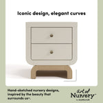 Santorini frosted oat with driftwood 2 drawer nightstand style callout