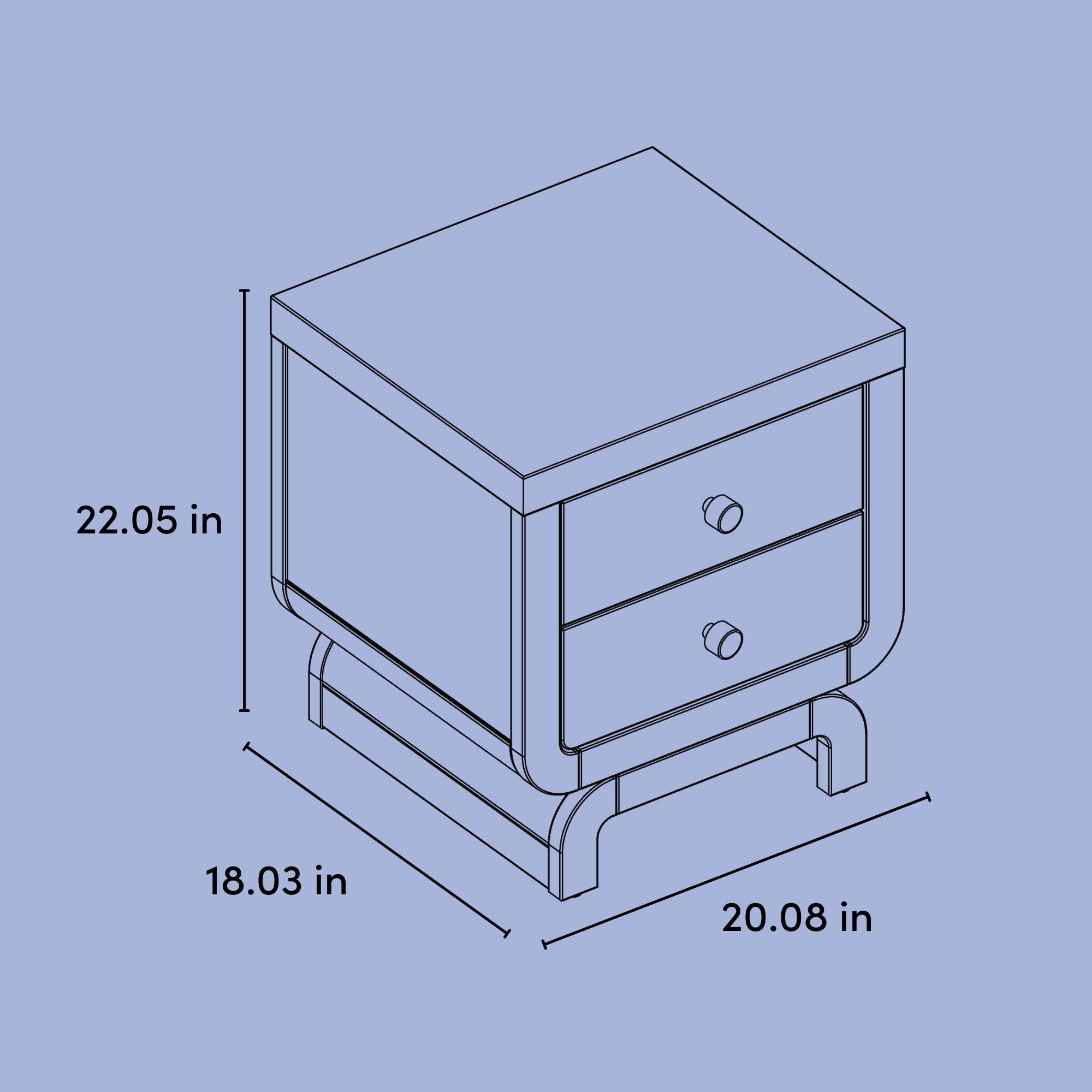 santorini 2 drawer nightstand dimensions