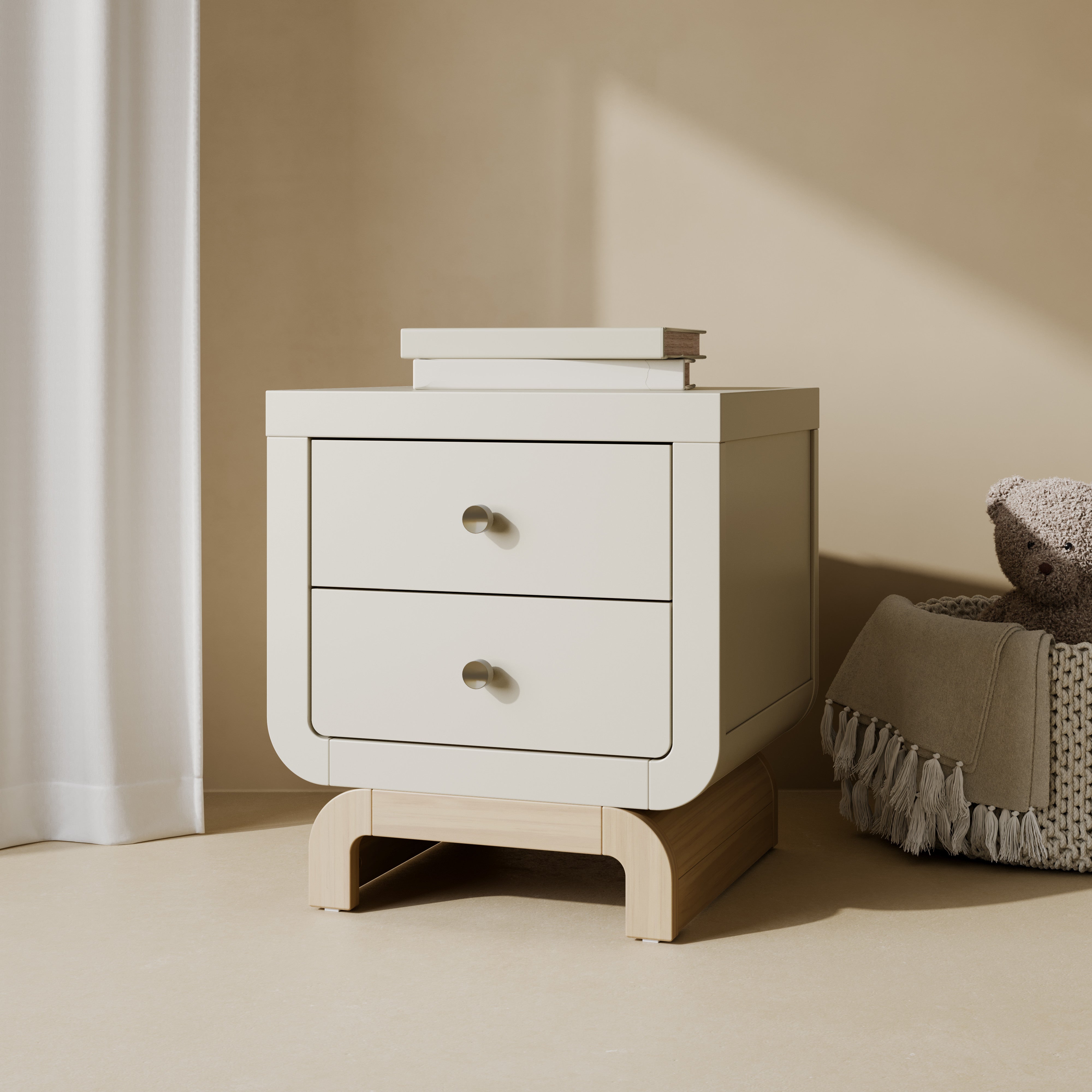 Santorini frosted oat with driftwood 2 drawer nightstand in kids room