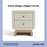 Santorini frosted oat with driftwood 2 drawer nightstand design callout