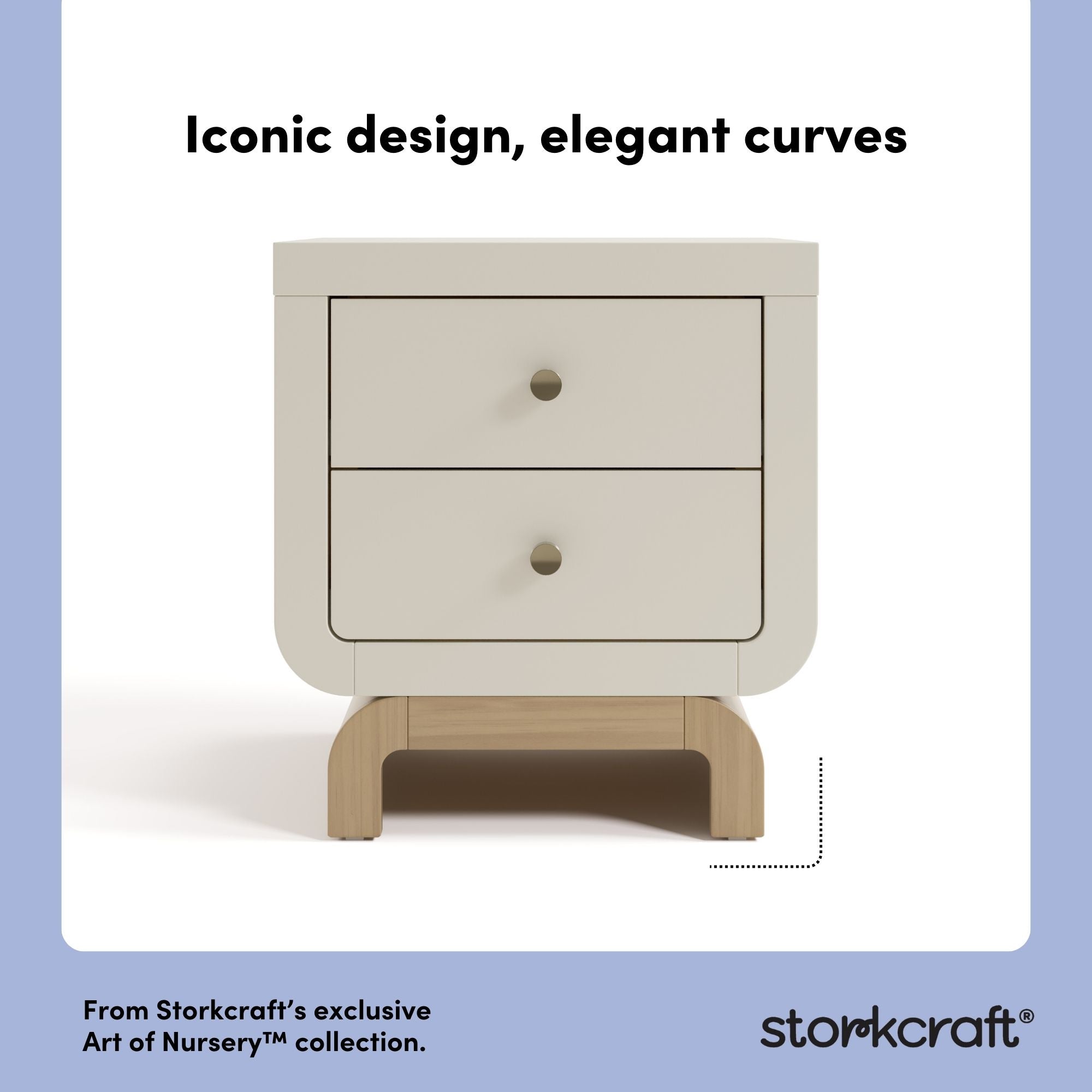 Santorini frosted oat with driftwood 2 drawer nightstand design callout