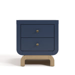 Santorini midnight blue with driftwood 2 drawer nightstand front view