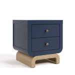 Santorini midnight blue with driftwood 2 drawer nightstand angle view