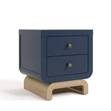Santorini midnight blue with driftwood 2 drawer nightstand angle view