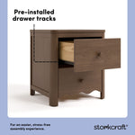 Casablanca hazelnut 2 drawer nightstand pre-installed drawer tracks callout