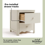 Casablanca frosted oat 2 drawer nightstand pre-installed drawer tracks callout