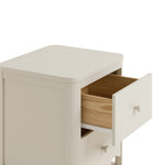 Casablanca frosted oat 2 drawer nightstand close up view of top drawer open
