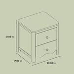 Casablanca 2 drawer nightstand line drawing with dimensions