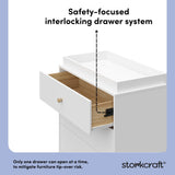 California white with driftwood 3 drawer chest with changing topper interlocking drawers callout