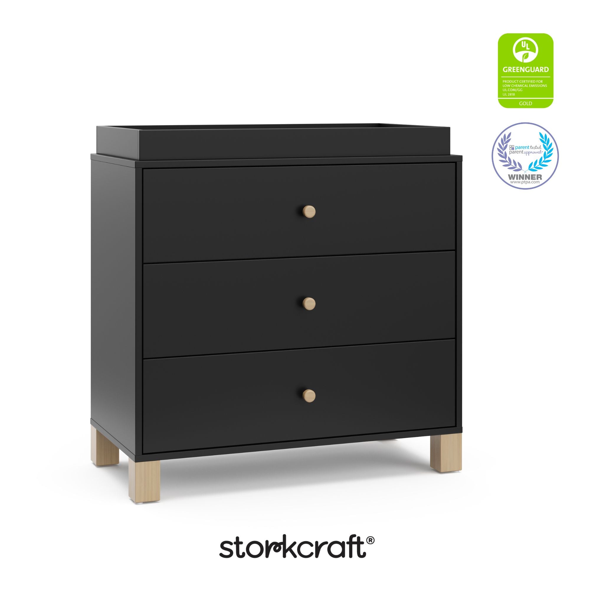 California black with driftwood 3 drawer chest with GGG and PTPA logos on top right