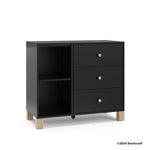 California black with driftwood 3 drawer combo dresser with 2024 Storkcraft copyright on bottom right