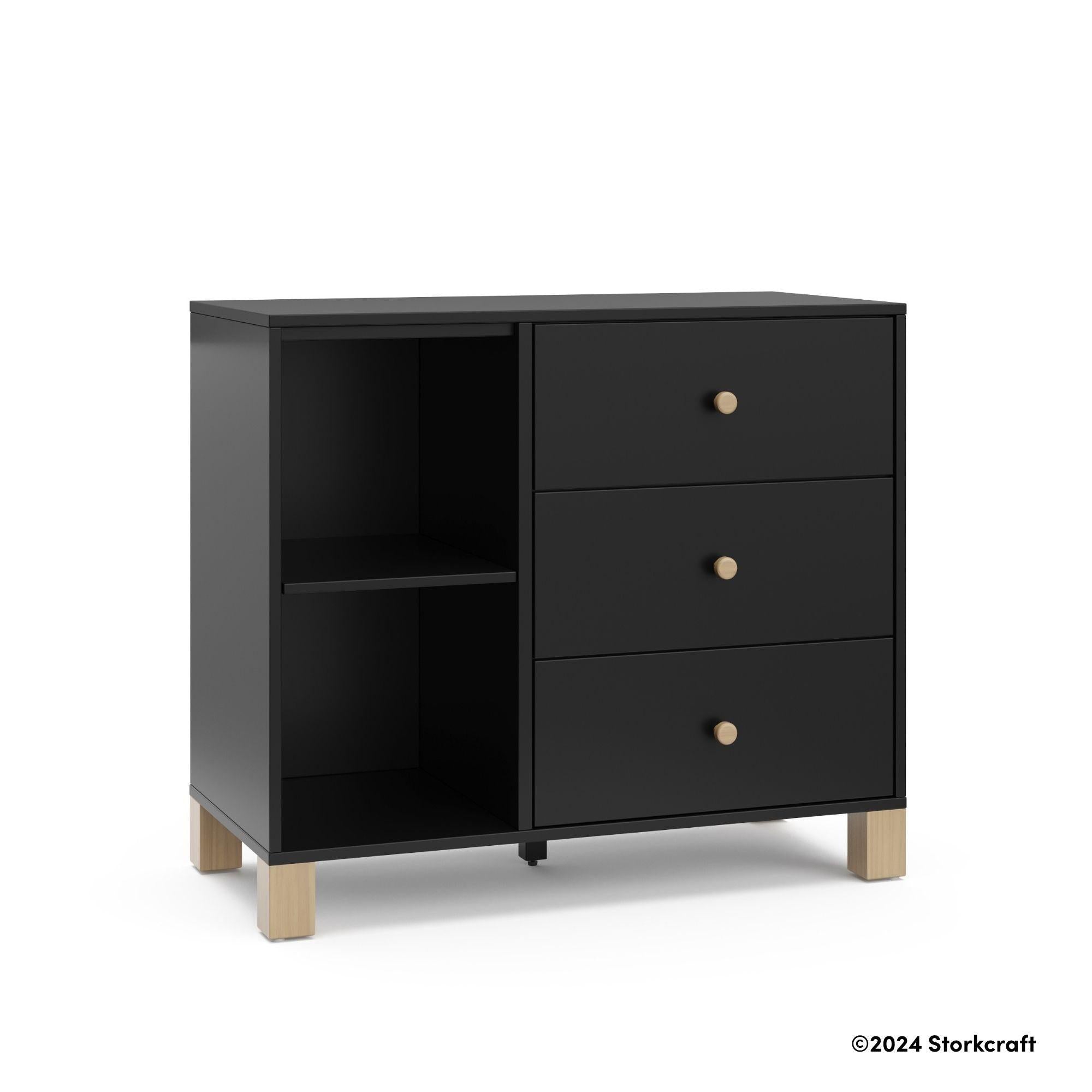 Storkcraft California 3 Drawer Combo Dresser, White Driftwood