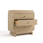 Santorini driftwood 3 drawer chest with changing topper angle view with middle drawer open