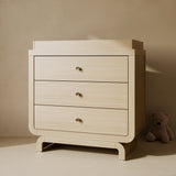 Santorini driftwood 3 drawer chest with changing topper in a nursery