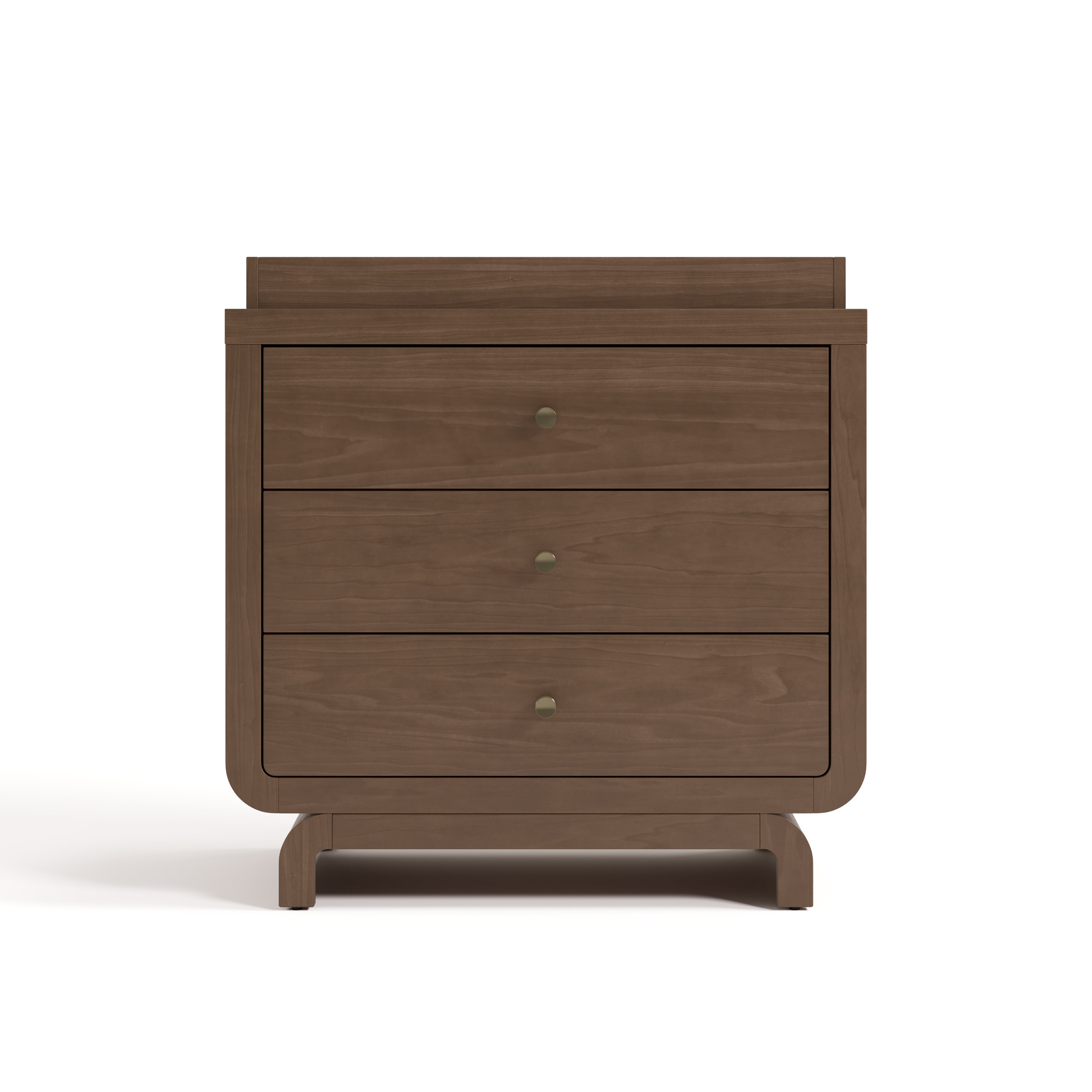 Santorini hazelnut 3 drawer chest with changing topper front view