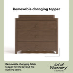 Casablanca hazelnut 3 drawer chest with changing topper removable topper callout