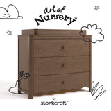 Casablanca hazelnut 3 drawer chest with changing topper with black doodles overlaid on image