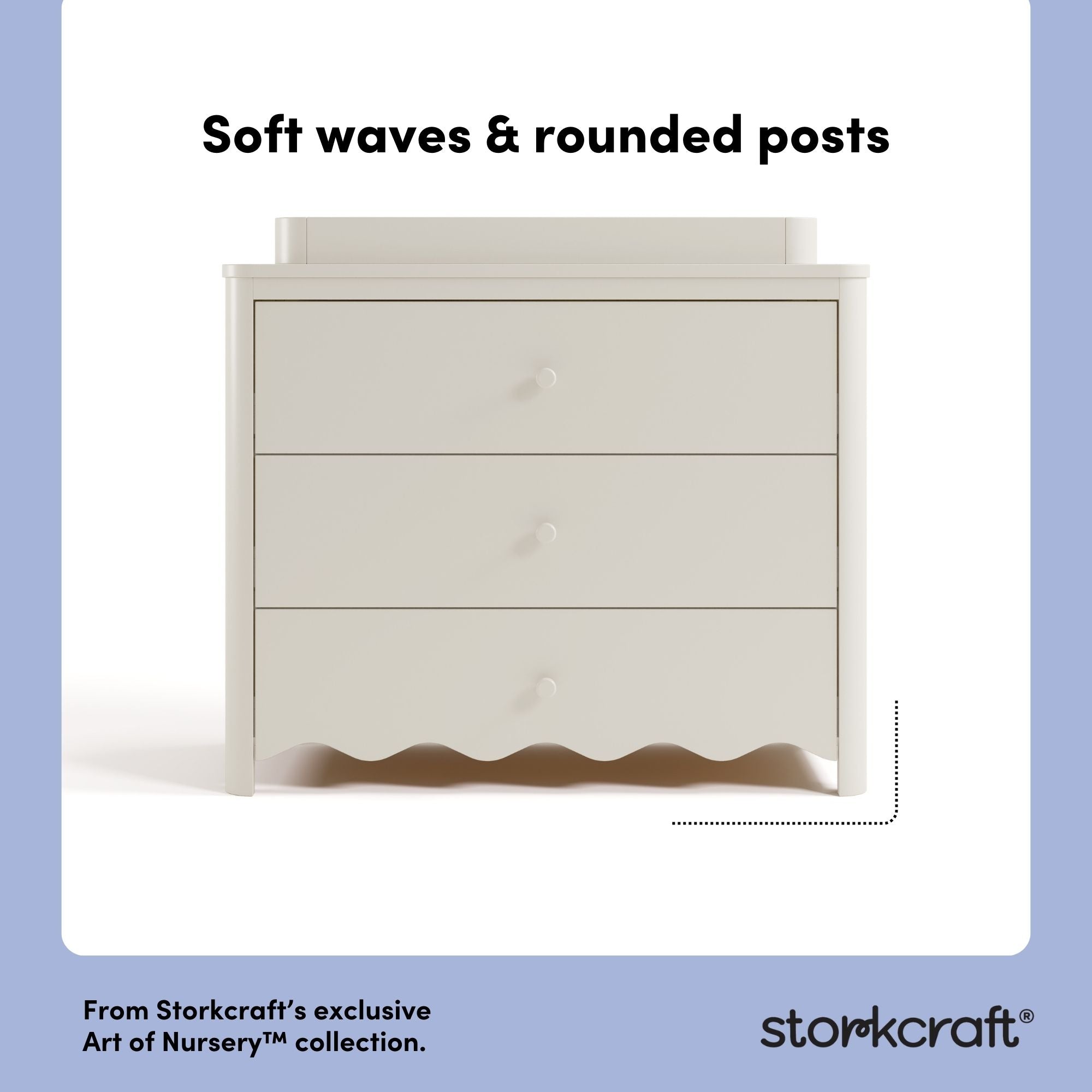 Casablanca frosted oat 3 drawer chest with topper style callout