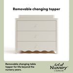 Casablanca frosted oat 3 drawer chest with changing topper removable topper callout