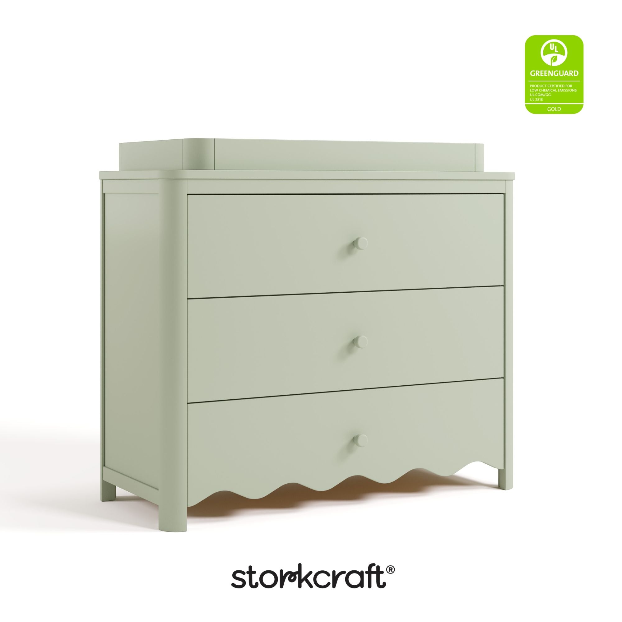 Casablanca sage 3 drawer chest with topper with GGG logo on top right