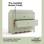 Casablanca sage 3 drawer chest with changing topper pre-installed drawer tracks callout
