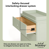 Casablanca sage 3 drawer chest with changing topper interlocking drawers callout