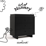 Kyoto black 3 drawer chest with changing topper with black doodles overlaid on image