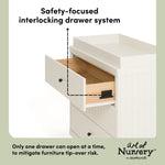 Kyoto frosted oat 3 drawer chest with changing topper interlocking drawers callout