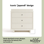 Kyoto frosted oat 3 drawer chest with changing topper style callout