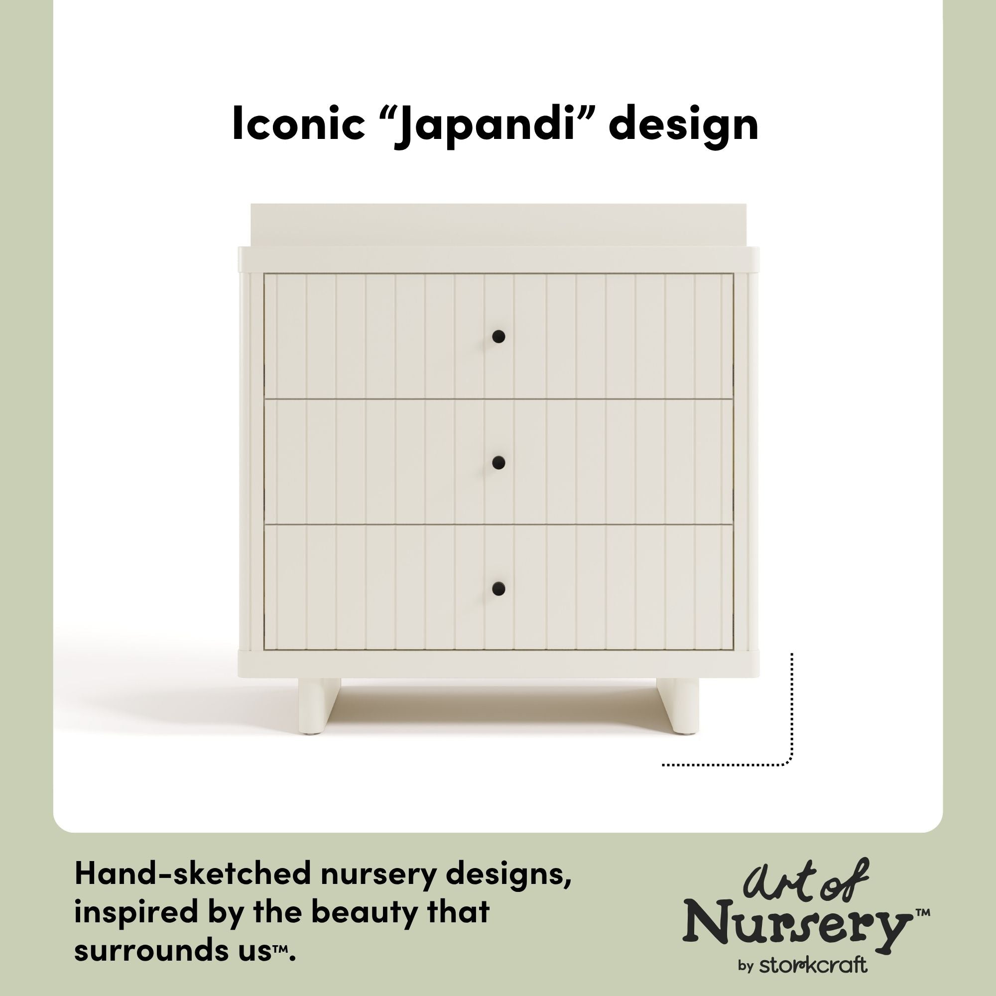 Kyoto frosted oat 3 drawer chest with changing topper style callout