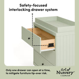 Kyoto sage 3 drawer chest with changing topper interlocking drawers callout