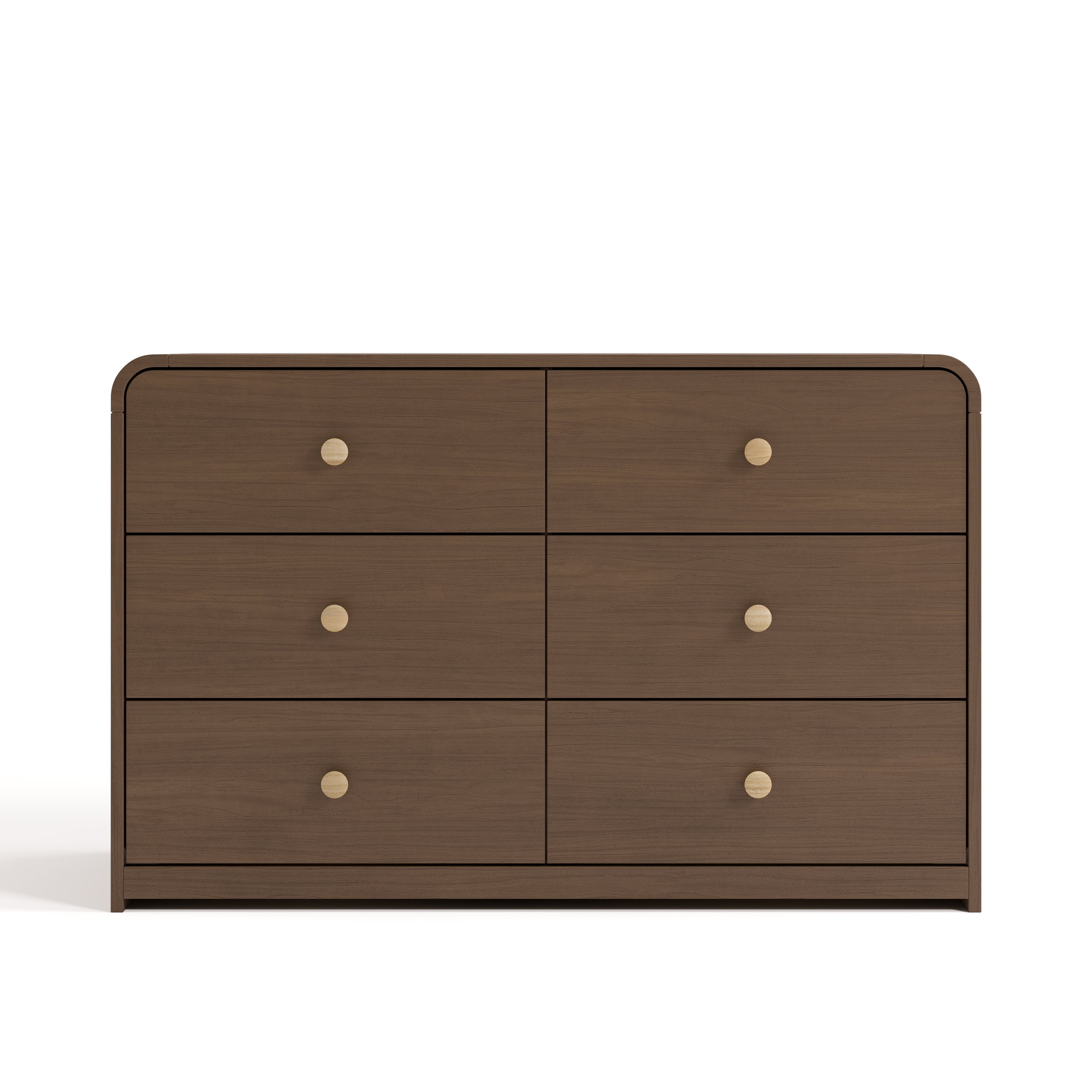 santos hazelnut 6 drawer dresser front view