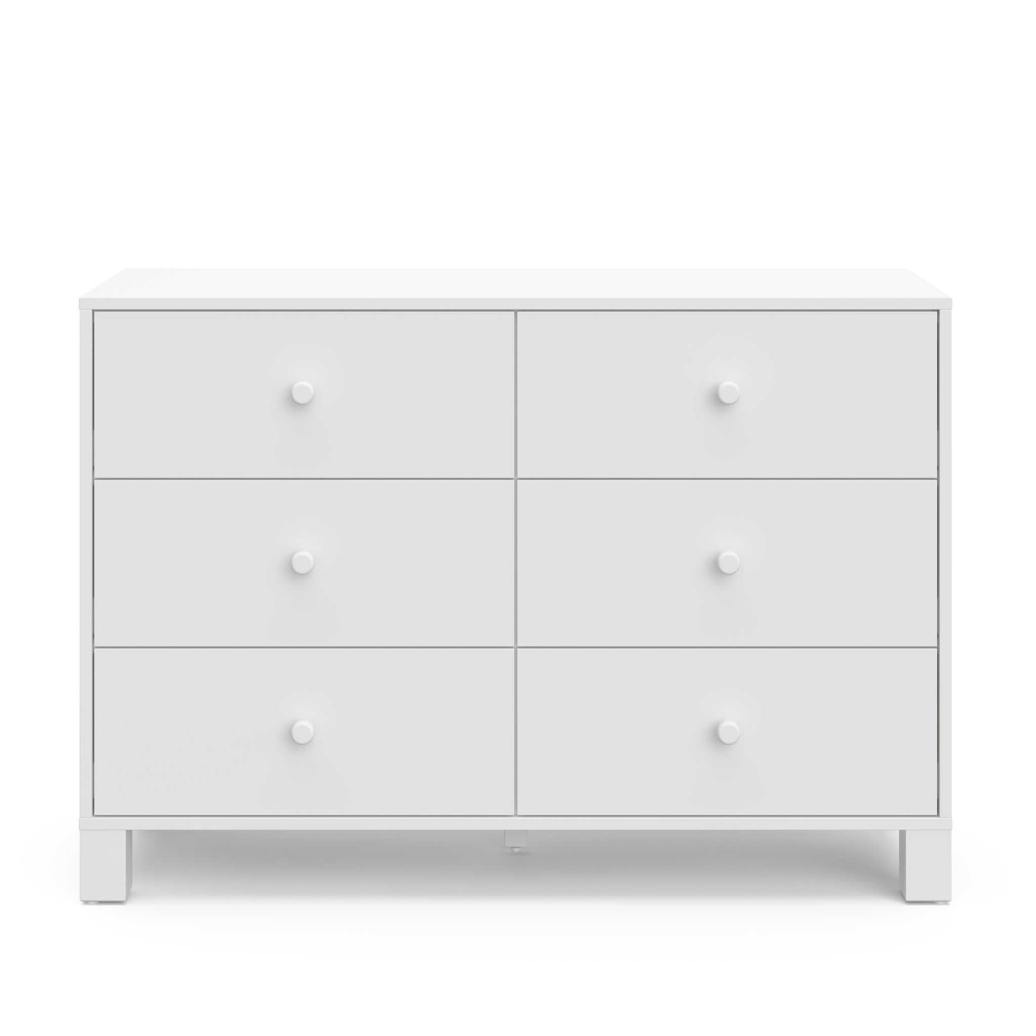 front view of white 6 drawer dreser
