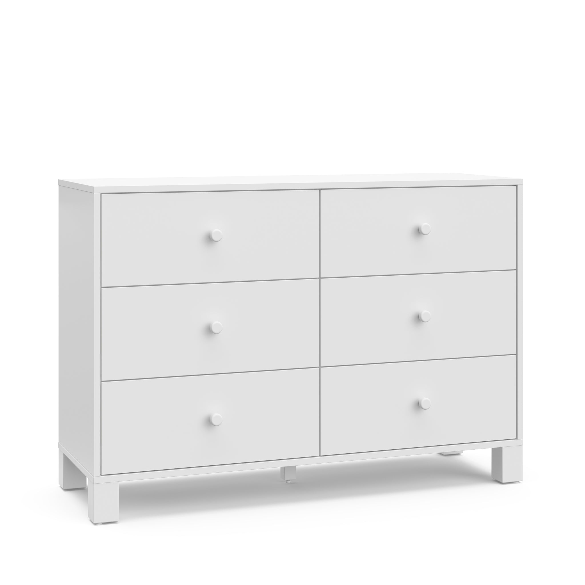 Angled view of white dresser